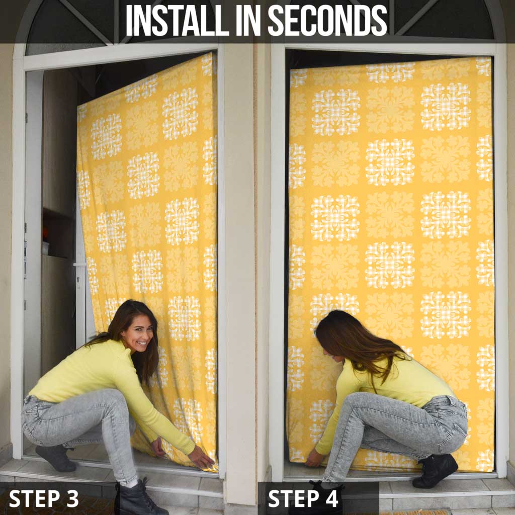 Yellow Palaka Quilt Hawaii Door Cover Traditional Hawaii-plaid Pattern LT14 - Polynesian Pride