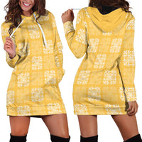 Yellow Palaka Quilt Hawaii Hoodie Dress Traditional Hawaii-plaid Pattern LT14 - Polynesian Pride