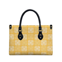 Yellow Palaka Quilt Hawaii Leather Bag Traditional Hawaii-plaid Pattern LT14 - Polynesian Pride