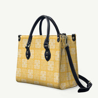 Yellow Palaka Quilt Hawaii Leather Bag Traditional Hawaii-plaid Pattern LT14 - Polynesian Pride