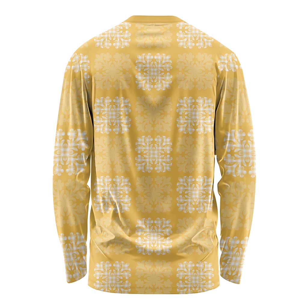 Yellow Palaka Quilt Hawaii Long Sleeve Shirt Traditional Hawaii-plaid Pattern LT14 - Polynesian Pride