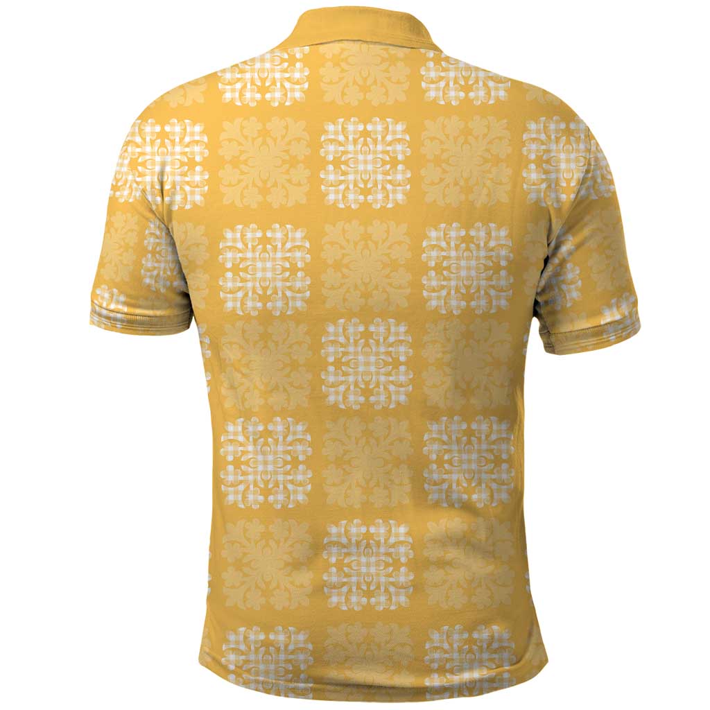 Yellow Palaka Quilt Hawaii Polo Shirt Traditional Hawaii-plaid Pattern LT14 - Polynesian Pride