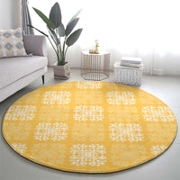 Yellow Palaka Quilt Hawaii Round Carpet Traditional Hawaii-plaid Pattern LT14 - Polynesian Pride