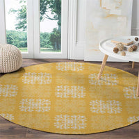Yellow Palaka Quilt Hawaii Round Carpet Traditional Hawaii-plaid Pattern LT14 - Polynesian Pride