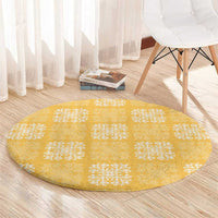 Yellow Palaka Quilt Hawaii Round Carpet Traditional Hawaii-plaid Pattern LT14 - Polynesian Pride