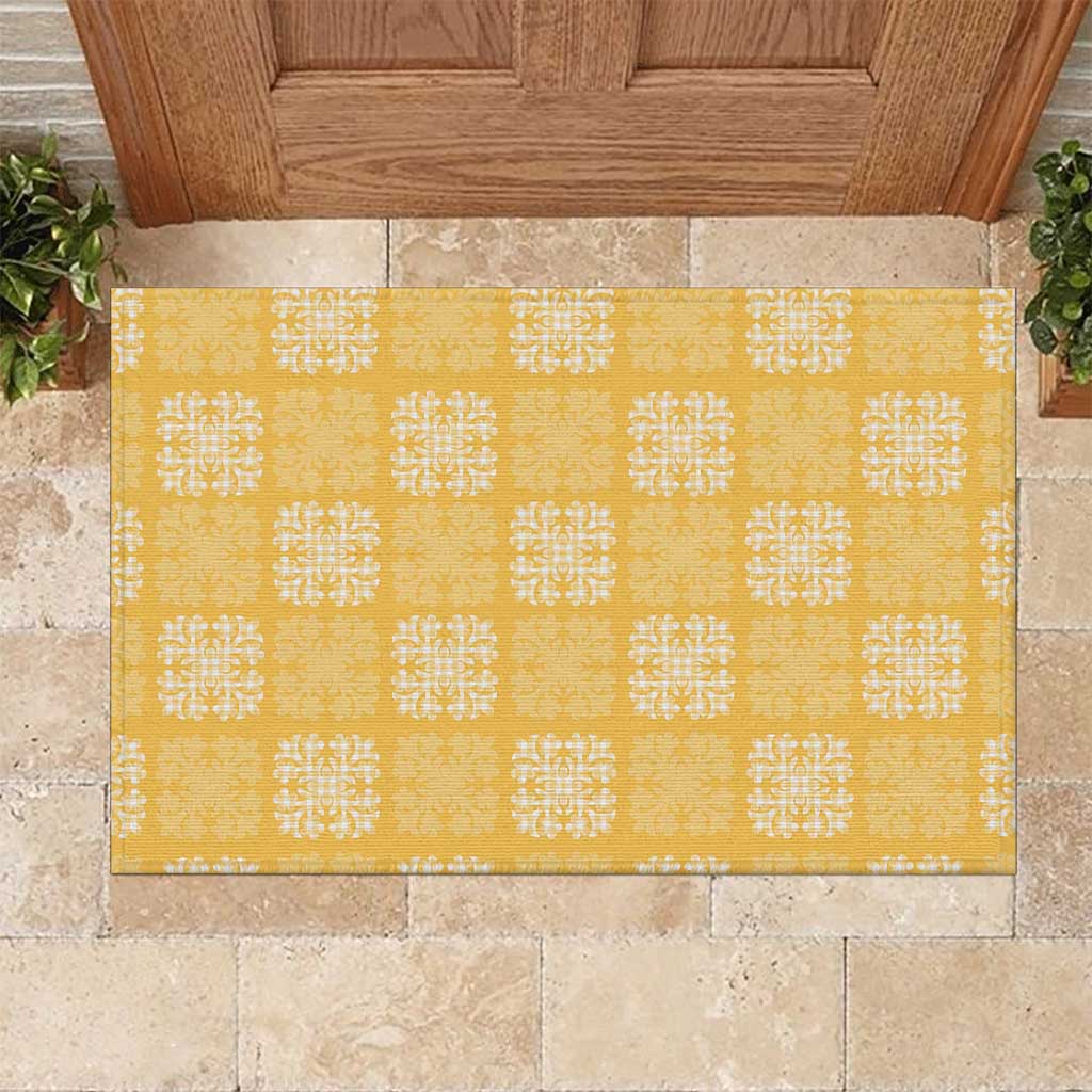 Yellow Palaka Quilt Hawaii Rubber Doormat Traditional Hawaii-plaid Pattern LT14 Yellow - Polynesian Pride