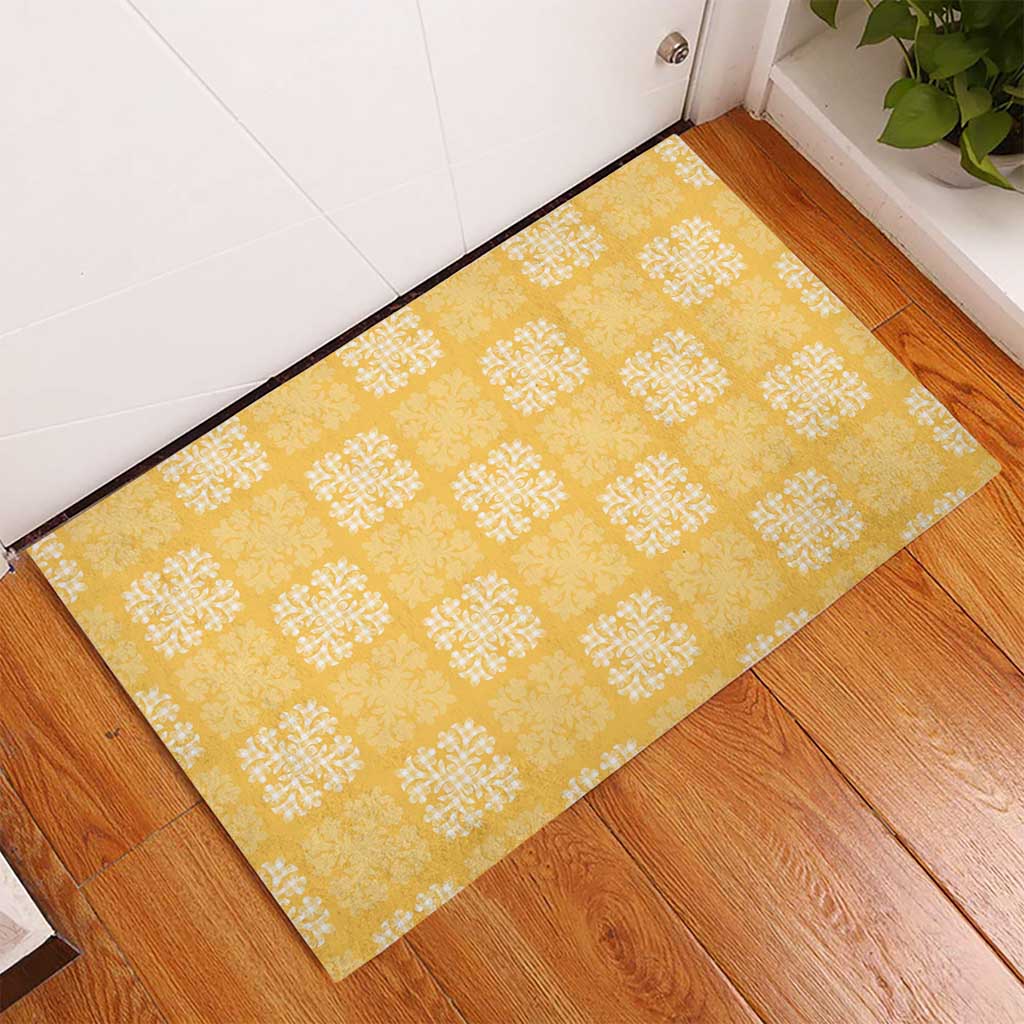 Yellow Palaka Quilt Hawaii Rubber Doormat Traditional Hawaii-plaid Pattern LT14 - Polynesian Pride