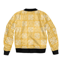 Yellow Palaka Quilt Hawaii Sleeve Zip Bomber Jacket Traditional Hawaii-plaid Pattern LT14 - Polynesian Pride
