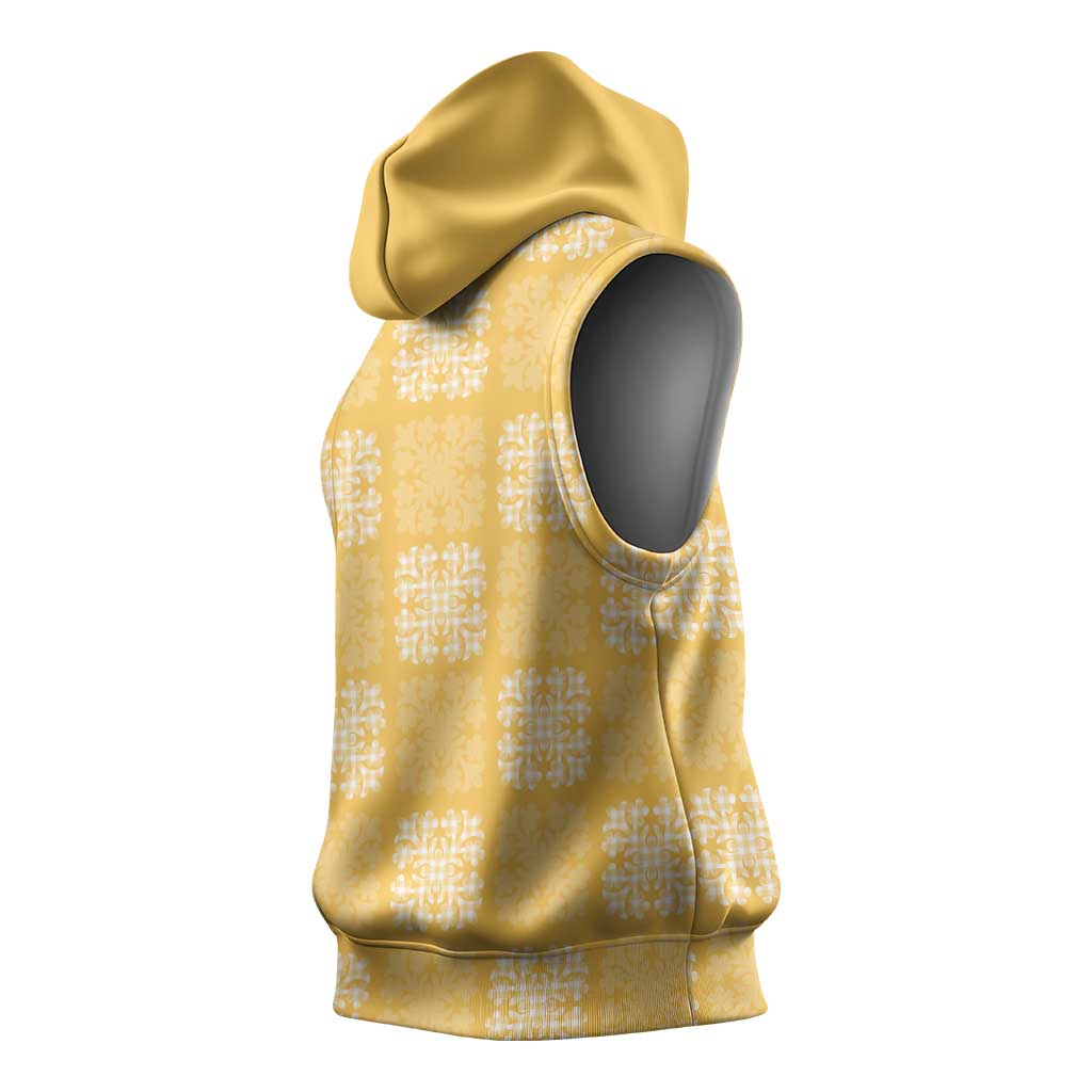 Yellow Palaka Quilt Hawaii Sleeveless Hoodie Traditional Hawaii-plaid Pattern LT14 - Polynesian Pride