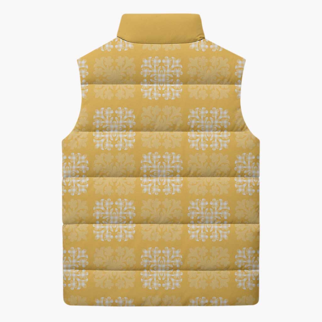 Yellow Palaka Quilt Hawaii Sleeveless Puffer Jacket Traditional Hawaii-plaid Pattern LT14 - Polynesian Pride