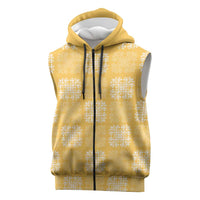 Yellow Palaka Quilt Hawaii Sleeveless Zip Hoodie Traditional Hawaii-plaid Pattern LT14 Yellow - Polynesian Pride