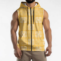 Yellow Palaka Quilt Hawaii Sleeveless Zip Hoodie Traditional Hawaii-plaid Pattern LT14 - Polynesian Pride