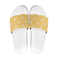 Yellow Palaka Quilt Hawaii Slide Sandals Traditional Hawaii-plaid Pattern LT14 Yellow - Polynesian Pride