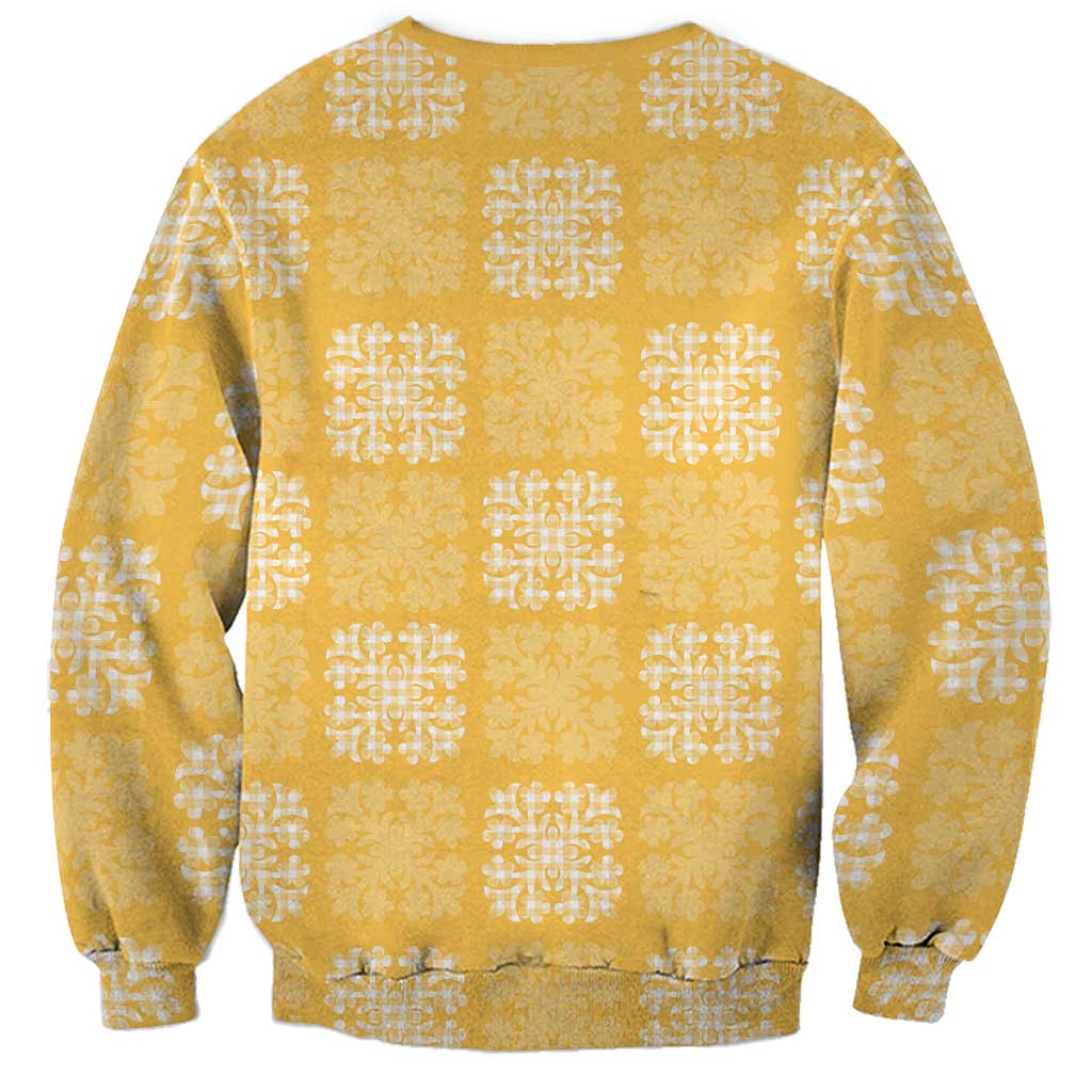 Yellow Palaka Quilt Hawaii Sweatshirt Traditional Hawaii-plaid Pattern LT14 - Polynesian Pride