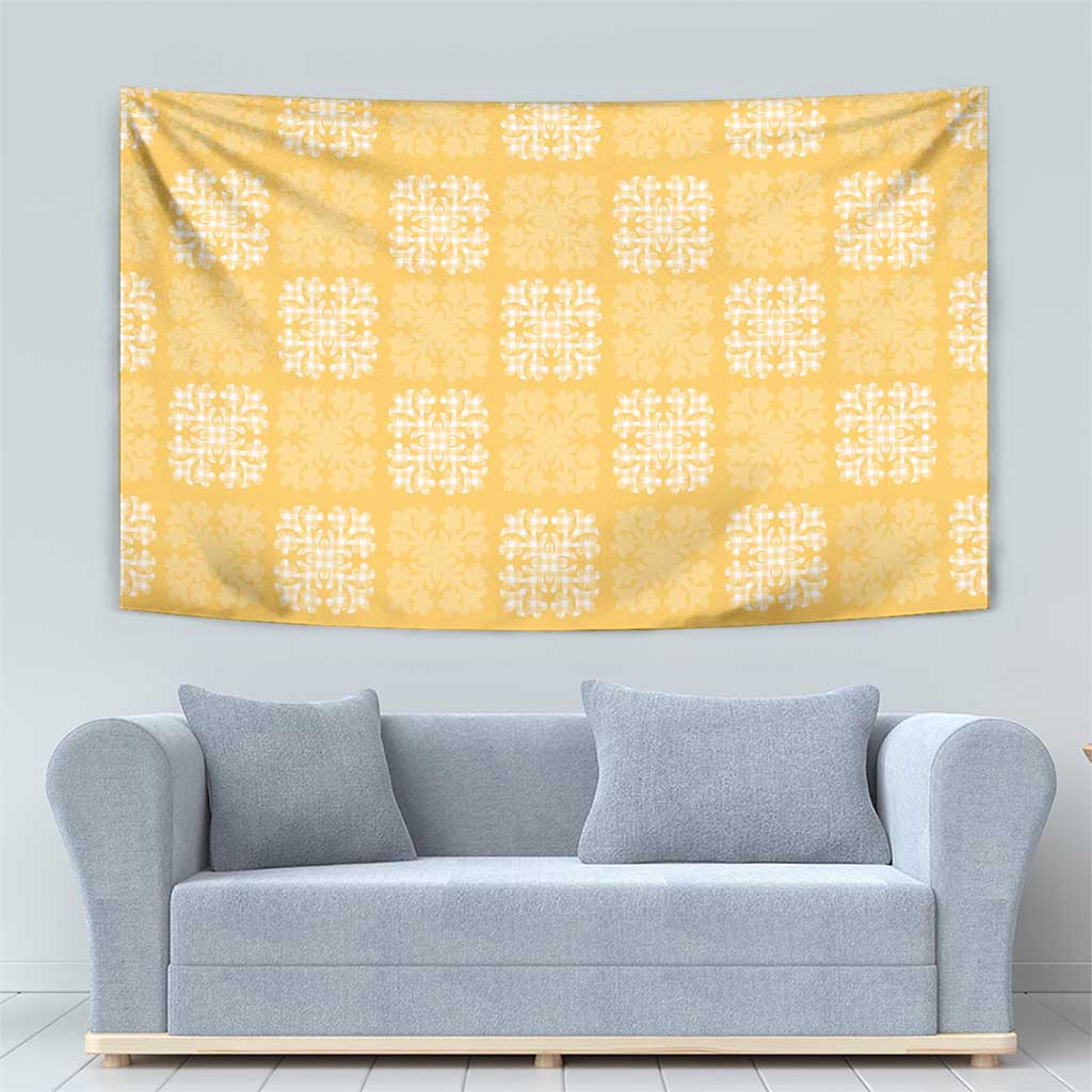 Yellow Palaka Quilt Hawaii Tapestry Traditional Hawaii-plaid Pattern LT14 - Polynesian Pride