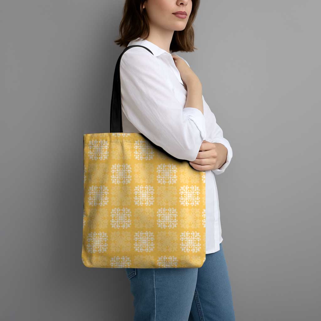 Yellow Palaka Quilt Hawaii Tote Bag Traditional Hawaii-plaid Pattern LT14 - Polynesian Pride