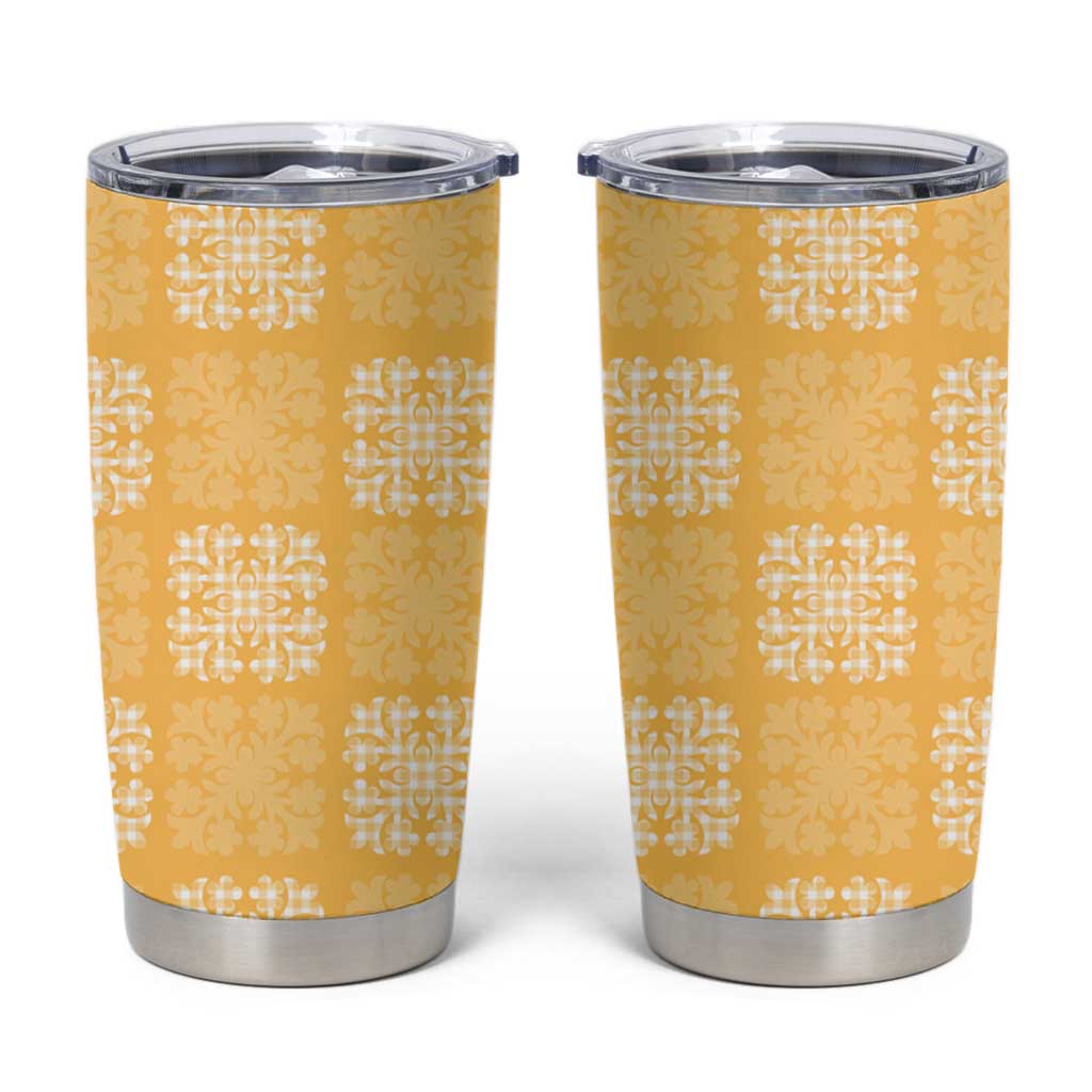 Yellow Palaka Quilt Hawaii Tumbler Cup Traditional Hawaii-plaid Pattern LT14 Yellow - Polynesian Pride