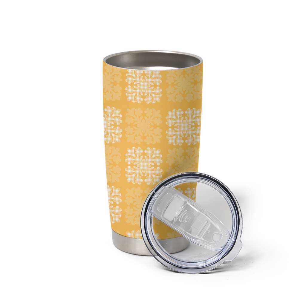 Yellow Palaka Quilt Hawaii Tumbler Cup Traditional Hawaii-plaid Pattern LT14 - Polynesian Pride