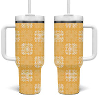 Yellow Palaka Quilt Hawaii Tumbler With Handle Traditional Hawaii-plaid Pattern LT14 One Size: 40 oz Yellow - Polynesian Pride