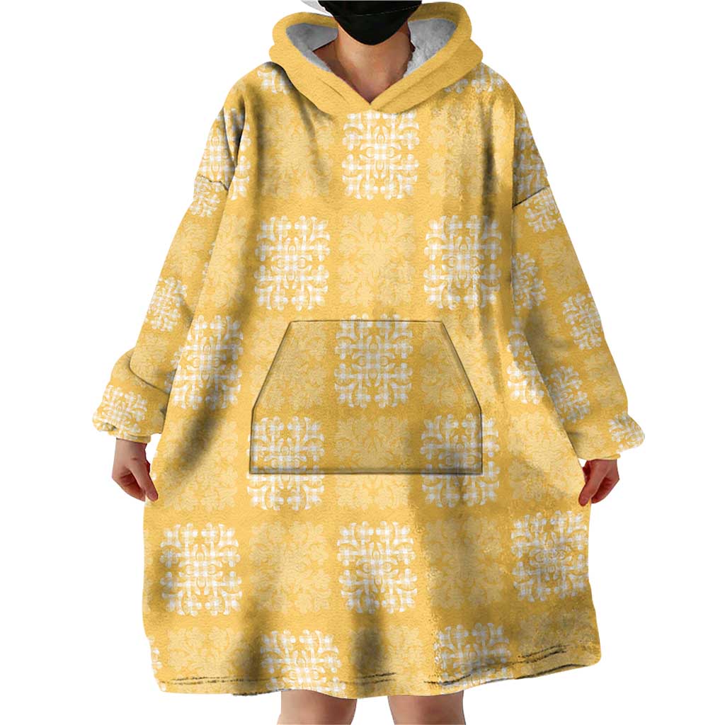 Yellow Palaka Quilt Hawaii Wearable Blanket Hoodie Traditional Hawaii-plaid Pattern LT14 - Polynesian Pride