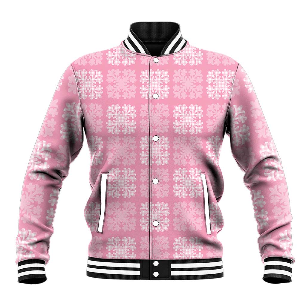 Pink Palaka Quilt Hawaii Baseball Jacket Traditional Hawaii-plaid Pattern LT14 Unisex Pink - Polynesian Pride