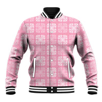 Pink Palaka Quilt Hawaii Baseball Jacket Traditional Hawaii-plaid Pattern LT14 Unisex Pink - Polynesian Pride