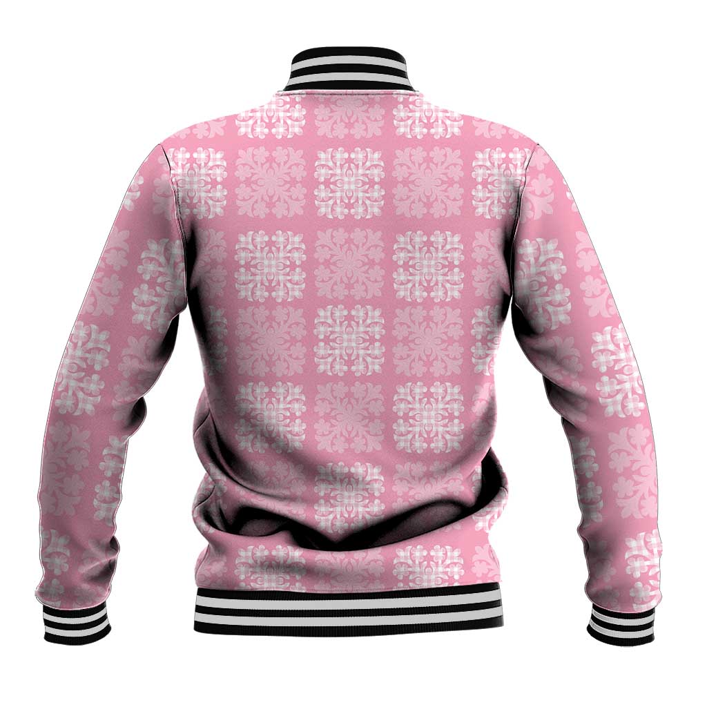 Pink Palaka Quilt Hawaii Baseball Jacket Traditional Hawaii-plaid Pattern LT14 - Polynesian Pride