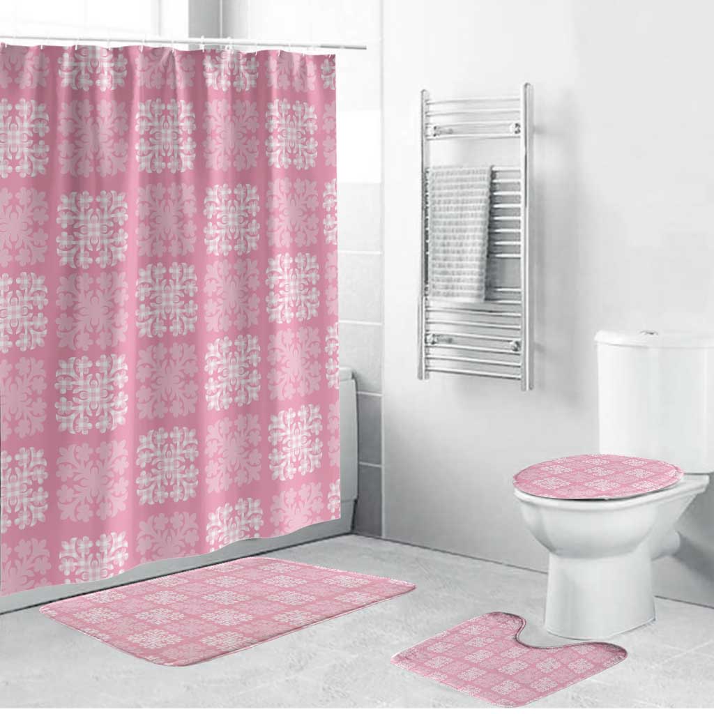 Pink Palaka Quilt Hawaii Bathroom Set Traditional Hawaii-plaid Pattern LT14 Bathroom Set (4 pcs) Pink - Polynesian Pride