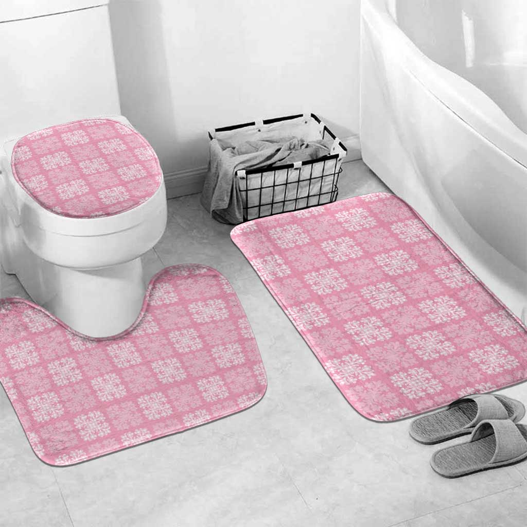 Pink Palaka Quilt Hawaii Bathroom Set Traditional Hawaii-plaid Pattern LT14 Mat Set Only (3 pcs) One Size Pink - Polynesian Pride