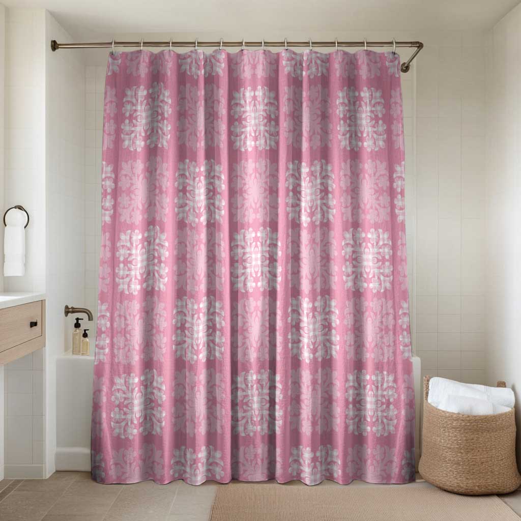 Pink Palaka Quilt Hawaii Bathroom Set Traditional Hawaii-plaid Pattern LT14 Shower Curtain Only Pink - Polynesian Pride