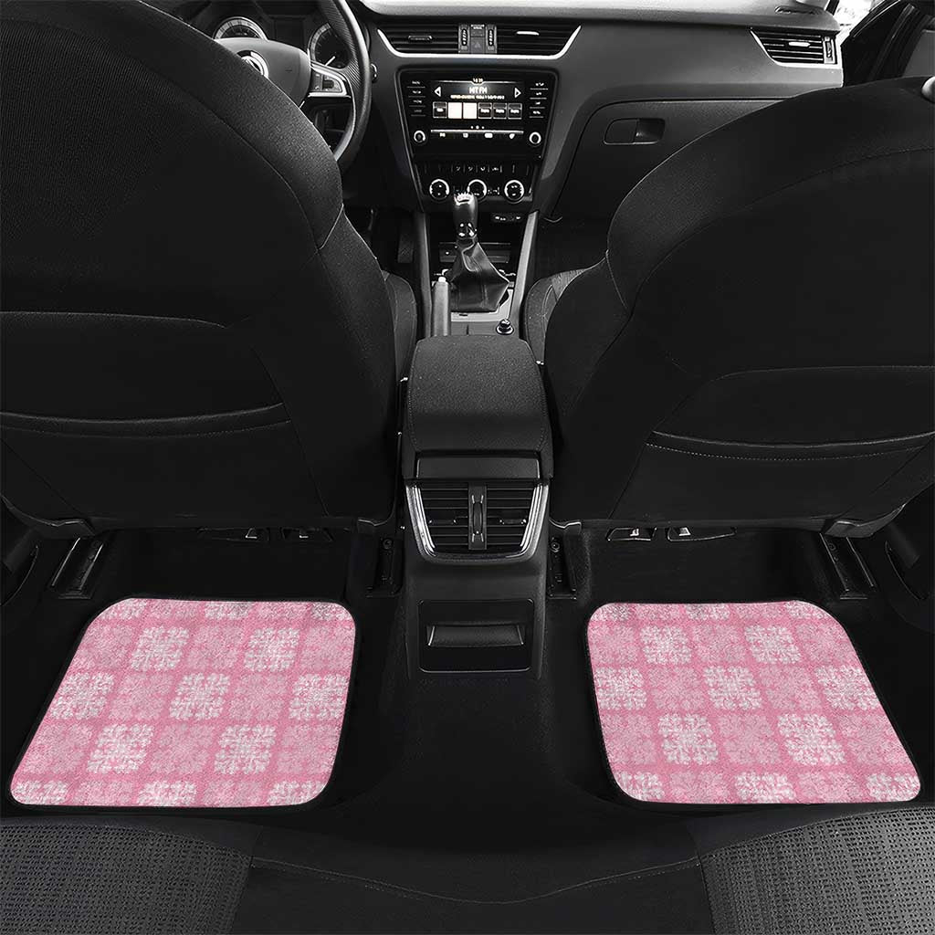 Pink Palaka Quilt Hawaii Car Mats Traditional Hawaii-plaid Pattern LT14 Set 2pcs - Back Pink - Polynesian Pride
