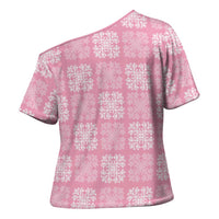 Pink Palaka Quilt Hawaii Cross Shoulder Shirt Traditional Hawaii-plaid Pattern LT14 - Polynesian Pride