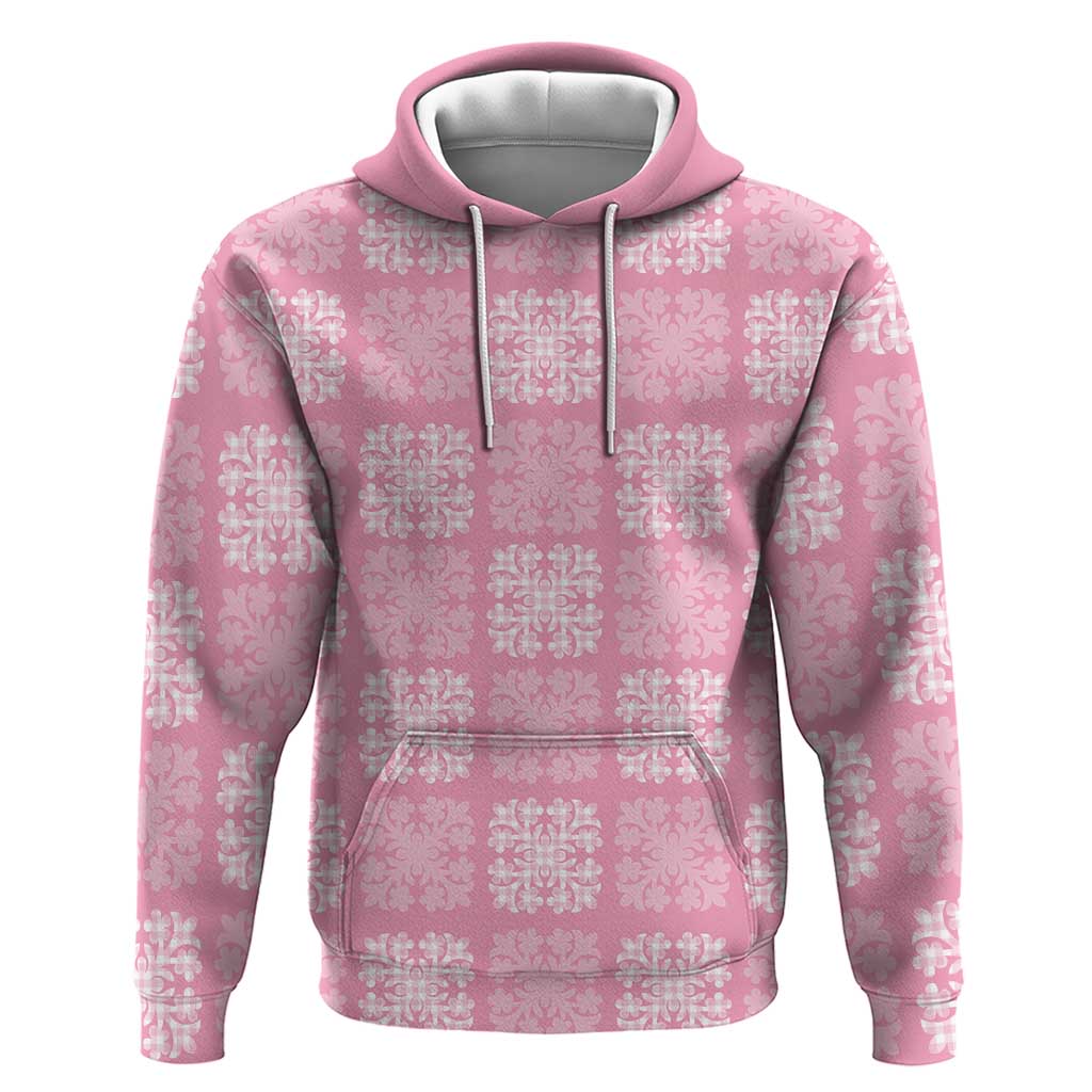 Pink Palaka Quilt Hawaii Hoodie Traditional Hawaii-plaid Pattern LT14 Pullover Hoodie Pink - Polynesian Pride