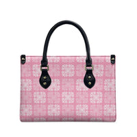 Pink Palaka Quilt Hawaii Leather Bag Traditional Hawaii-plaid Pattern LT14 - Polynesian Pride