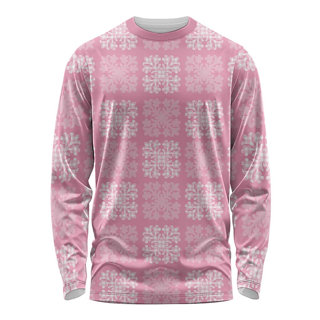 Pink Palaka Quilt Hawaii Long Sleeve Shirt Traditional Hawaii-plaid Pattern LT14 Unisex Pink - Polynesian Pride