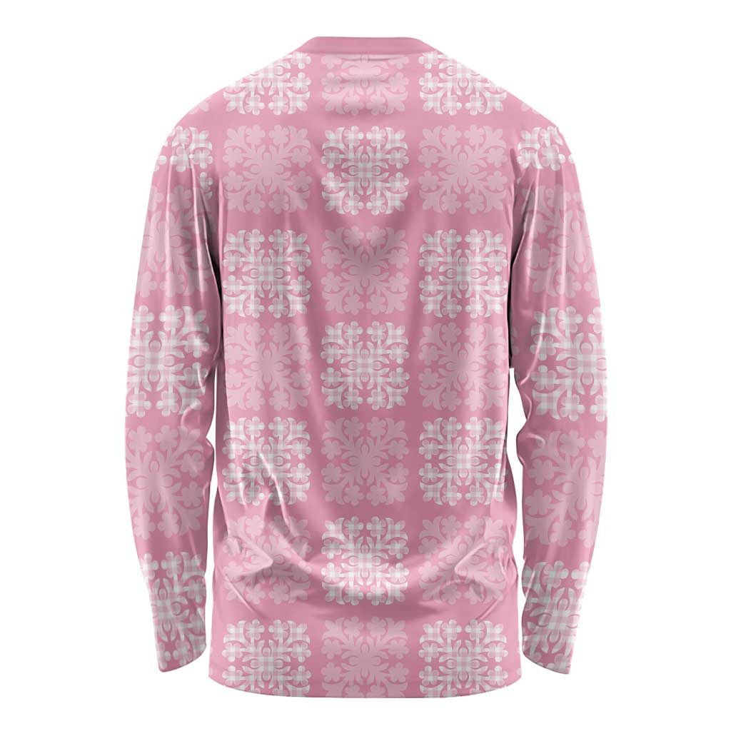 Pink Palaka Quilt Hawaii Long Sleeve Shirt Traditional Hawaii-plaid Pattern LT14 - Polynesian Pride