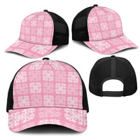 Pink Palaka Quilt Hawaii Mesh Trucker Cap Traditional Hawaii-plaid Pattern LT14 - Polynesian Pride