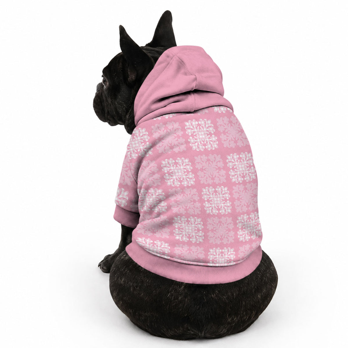 Pink Palaka Quilt Hawaii Pet Hoodie Traditional Hawaii-plaid Pattern