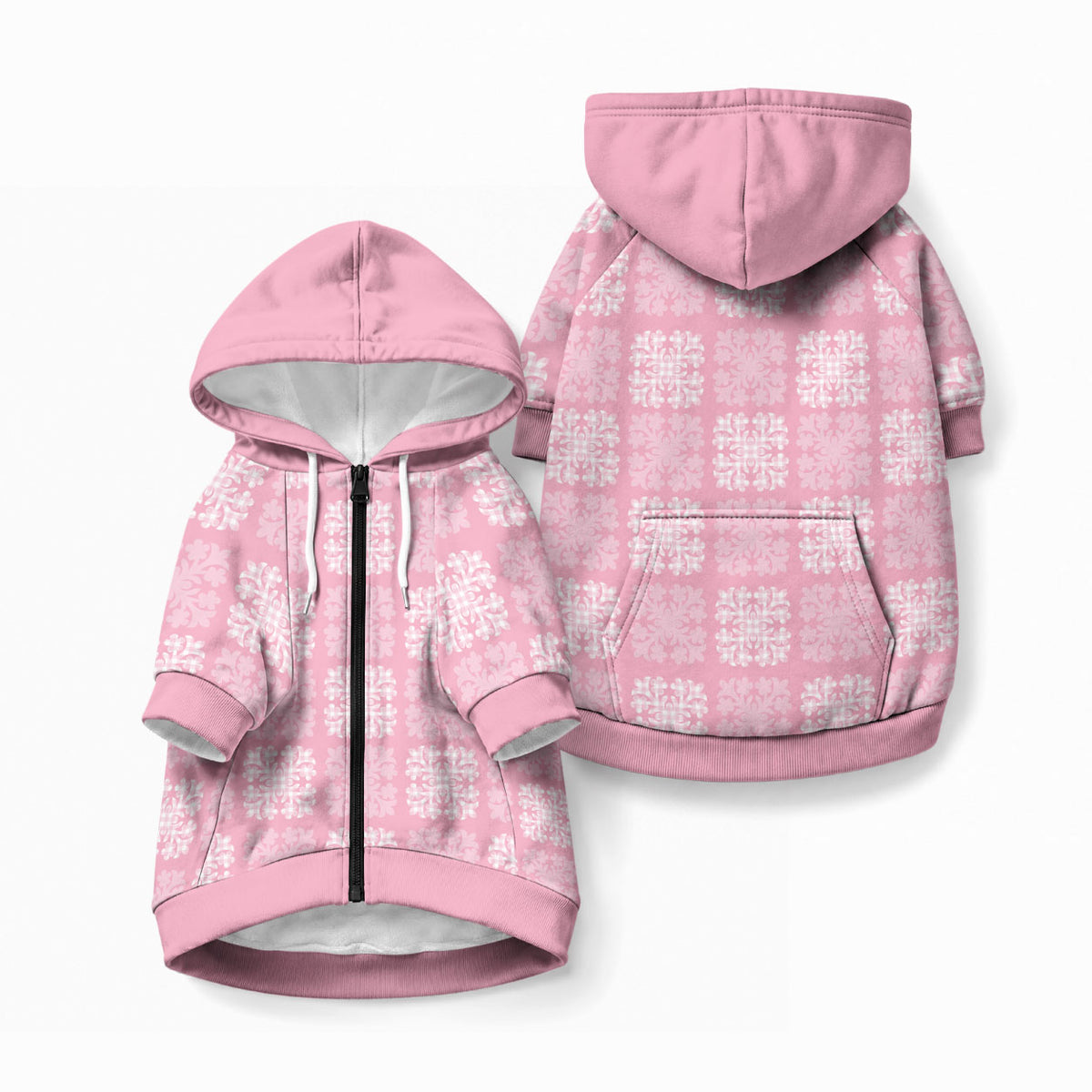 Pink Palaka Quilt Hawaii Pet Hoodie Traditional Hawaii-plaid Pattern