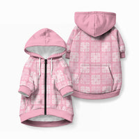 Pink Palaka Quilt Hawaii Pet Hoodie Traditional Hawaii-plaid Pattern