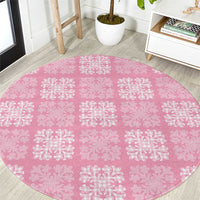 Pink Palaka Quilt Hawaii Round Carpet Traditional Hawaii-plaid Pattern LT14 Pink - Polynesian Pride