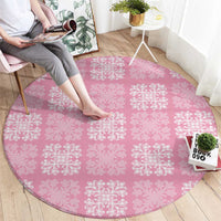 Pink Palaka Quilt Hawaii Round Carpet Traditional Hawaii-plaid Pattern LT14 - Polynesian Pride