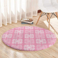 Pink Palaka Quilt Hawaii Round Carpet Traditional Hawaii-plaid Pattern LT14 - Polynesian Pride