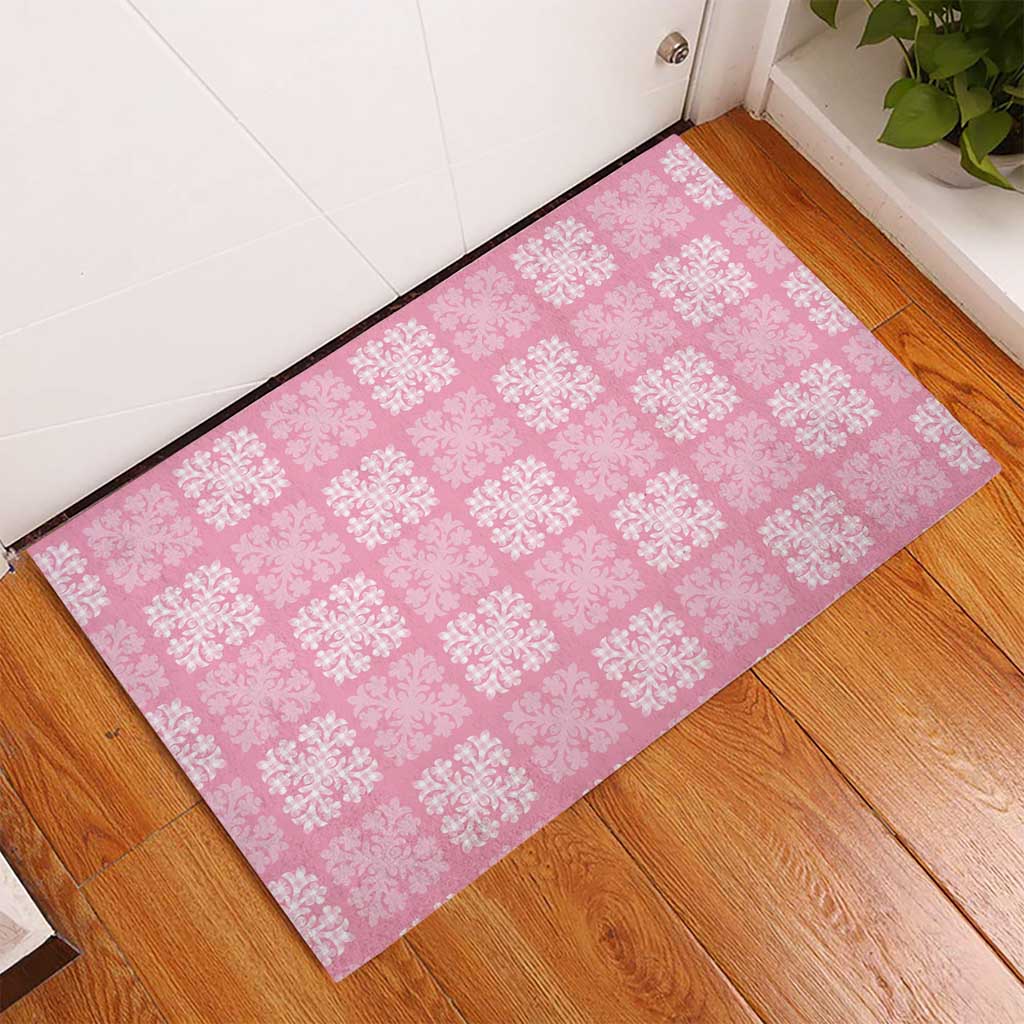 Pink Palaka Quilt Hawaii Rubber Doormat Traditional Hawaii-plaid Pattern LT14 - Polynesian Pride