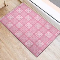 Pink Palaka Quilt Hawaii Rubber Doormat Traditional Hawaii-plaid Pattern LT14 - Polynesian Pride