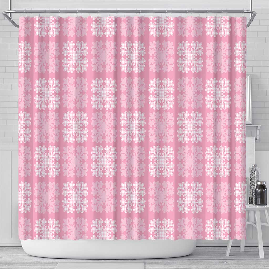 Pink Palaka Quilt Hawaii Shower Curtain Traditional Hawaii-plaid Pattern LT14 - Polynesian Pride