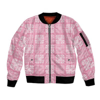Pink Palaka Quilt Hawaii Sleeve Zip Bomber Jacket Traditional Hawaii-plaid Pattern LT14 Unisex Pink - Polynesian Pride