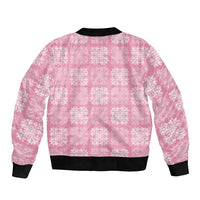 Pink Palaka Quilt Hawaii Sleeve Zip Bomber Jacket Traditional Hawaii-plaid Pattern LT14 - Polynesian Pride