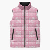 Pink Palaka Quilt Hawaii Sleeveless Puffer Jacket Traditional Hawaii-plaid Pattern LT14 Unisex Pink - Polynesian Pride
