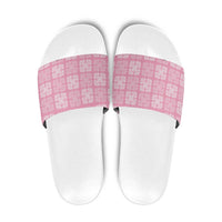 Pink Palaka Quilt Hawaii Slide Sandals Traditional Hawaii-plaid Pattern LT14 Pink - Polynesian Pride